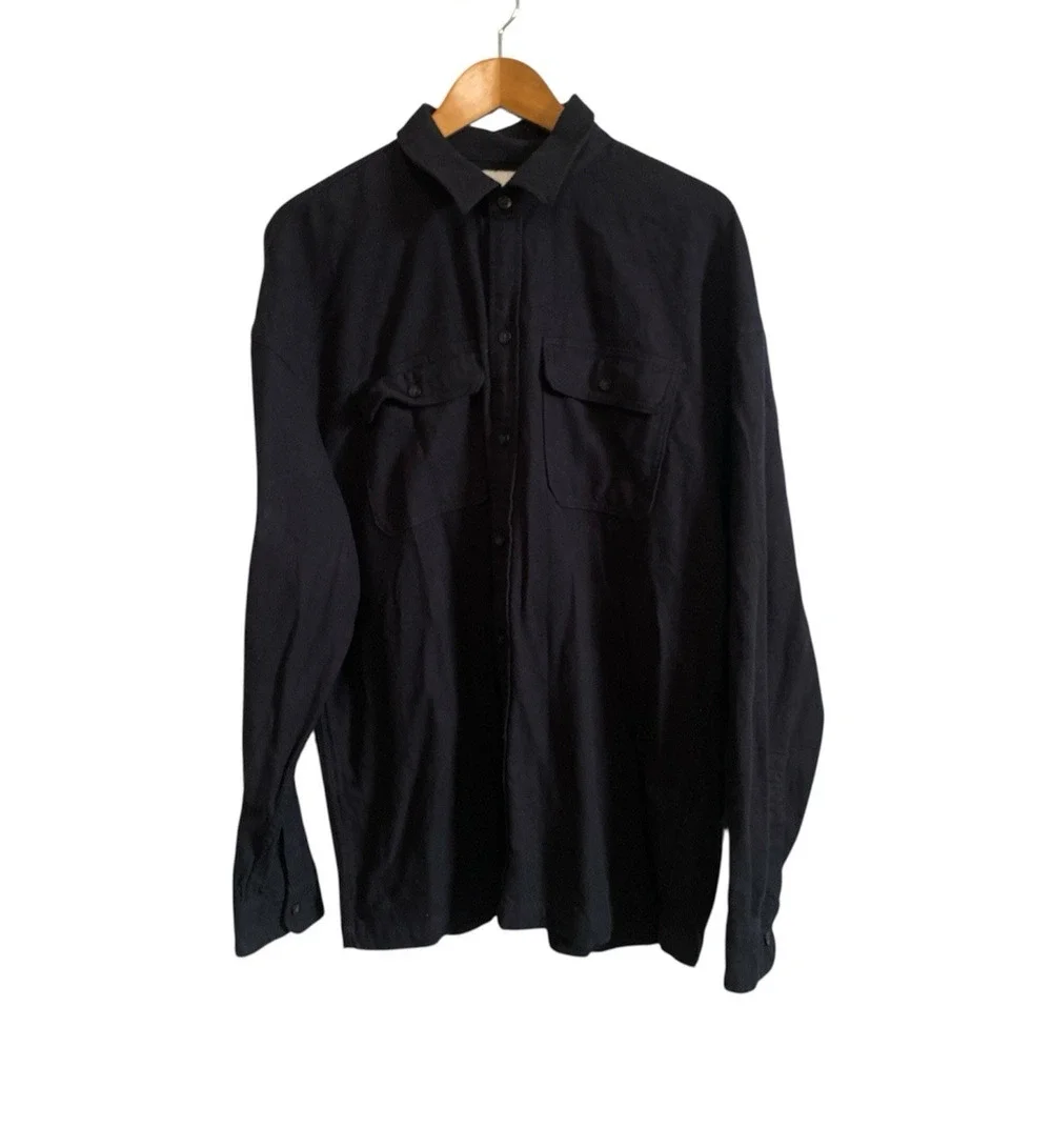 Hollister Men’s Classic Long Sleeve Cotton Button Down Black Shirt XL NWT Preppy